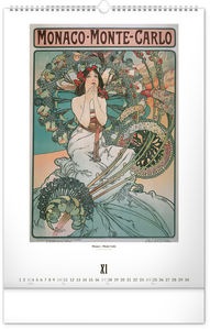 Nástenný kalendár Alfons Mucha 2024, 33 × 46 cm