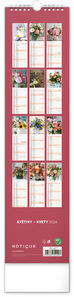 Nástenný kalendár Květiny – Kvety CZ/SK 2024, 12 × 48 cm
