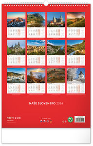 Nástenný kalendár Naše Slovensko 2024, 33 × 46 cm