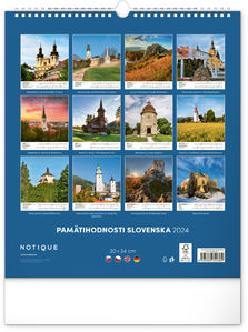 Nástenný kalendár Pamätihodnosti Slovenska 2024, 30 × 34 cm