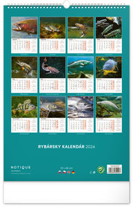 Nástenný kalendár Rybársky 2024, 33 × 46 cm