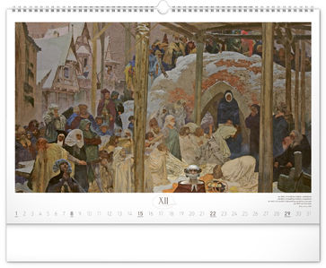 Nástenný kalendár Slovanská epopeja – Alfons Mucha 2024, 48 × 33 cm