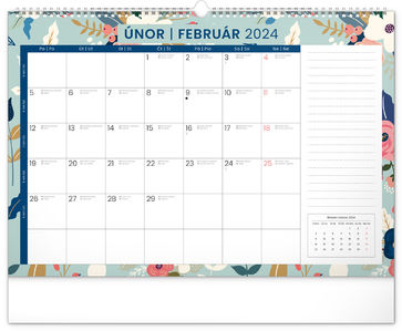 Nástenný plánovací kalendár Kvety 2024, 48 × 33 cm