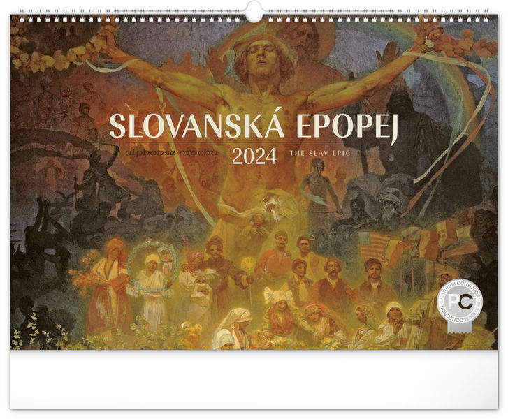 Nástenný kalendár Slovanská epopeja – Alfons Mucha 2024, 48 × 33 cm
