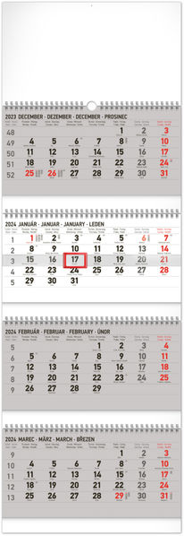Nástenný kalendár 4-mesačný štandard skladací 2024, 29,5 × 84,5 cm