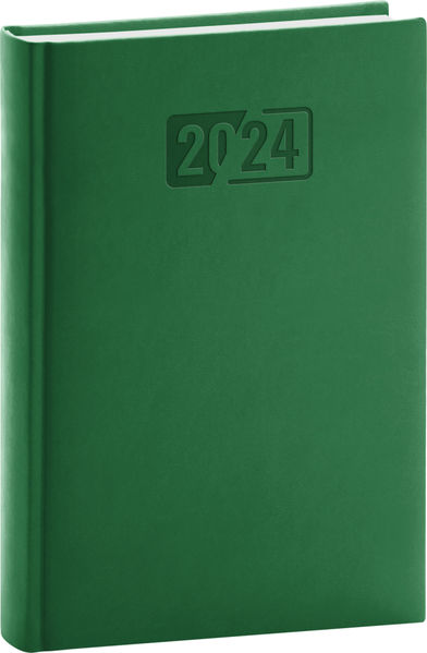 Denný diár Aprint 2024, zelený, 15 × 21 cm