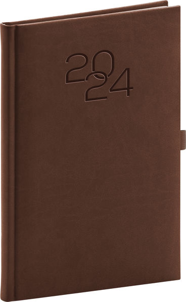Týždenný diár Vivella Classic 2024, hnedý, 15 × 21 cm