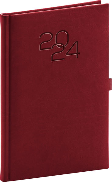 Týždenný diár Vivella Classic 2024, vínový, 15 × 21 cm